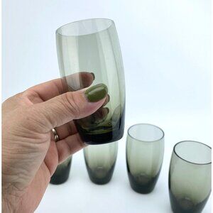 Vintage 60s smokey water glasses, Mid Century Modern, Set of 6, small 4 oz